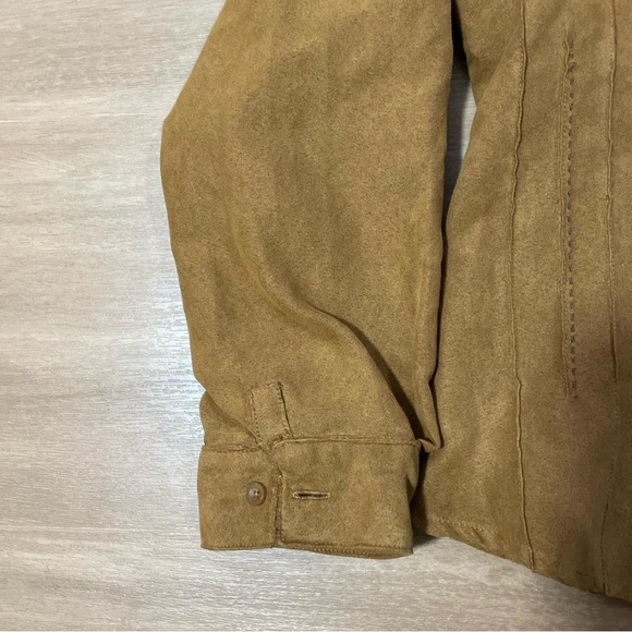 Vintage Ms. Lee Tan Faux Suede Button Down Shirt Size xl - Picture 3 of 5
